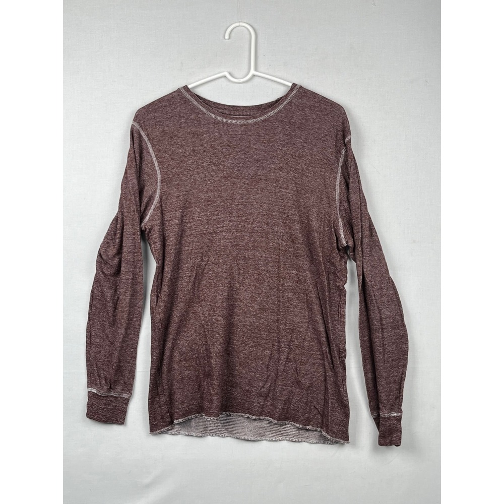 Reclaim Long Sleeve Shirt Mens Medium FK002 Crew Neck Cotton Burgundy Maroon